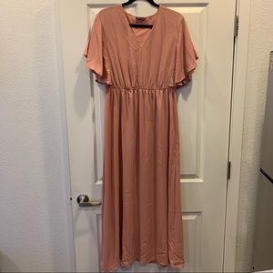 Shein Butterfly Sleeve Solid A-Line Pink Dress - Size 12
